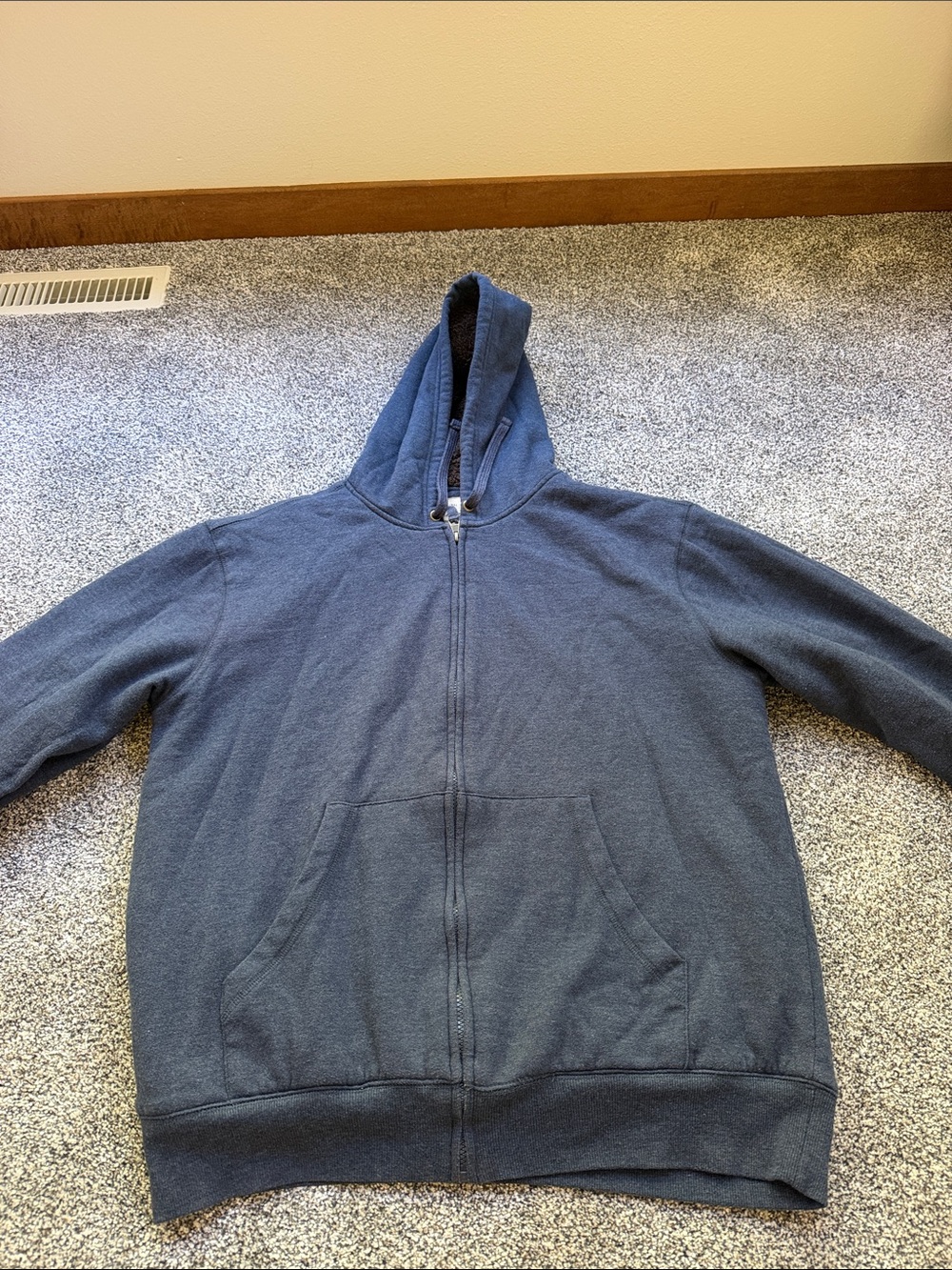 Men's Full-Zip Hooded Sweater in Navy Blue